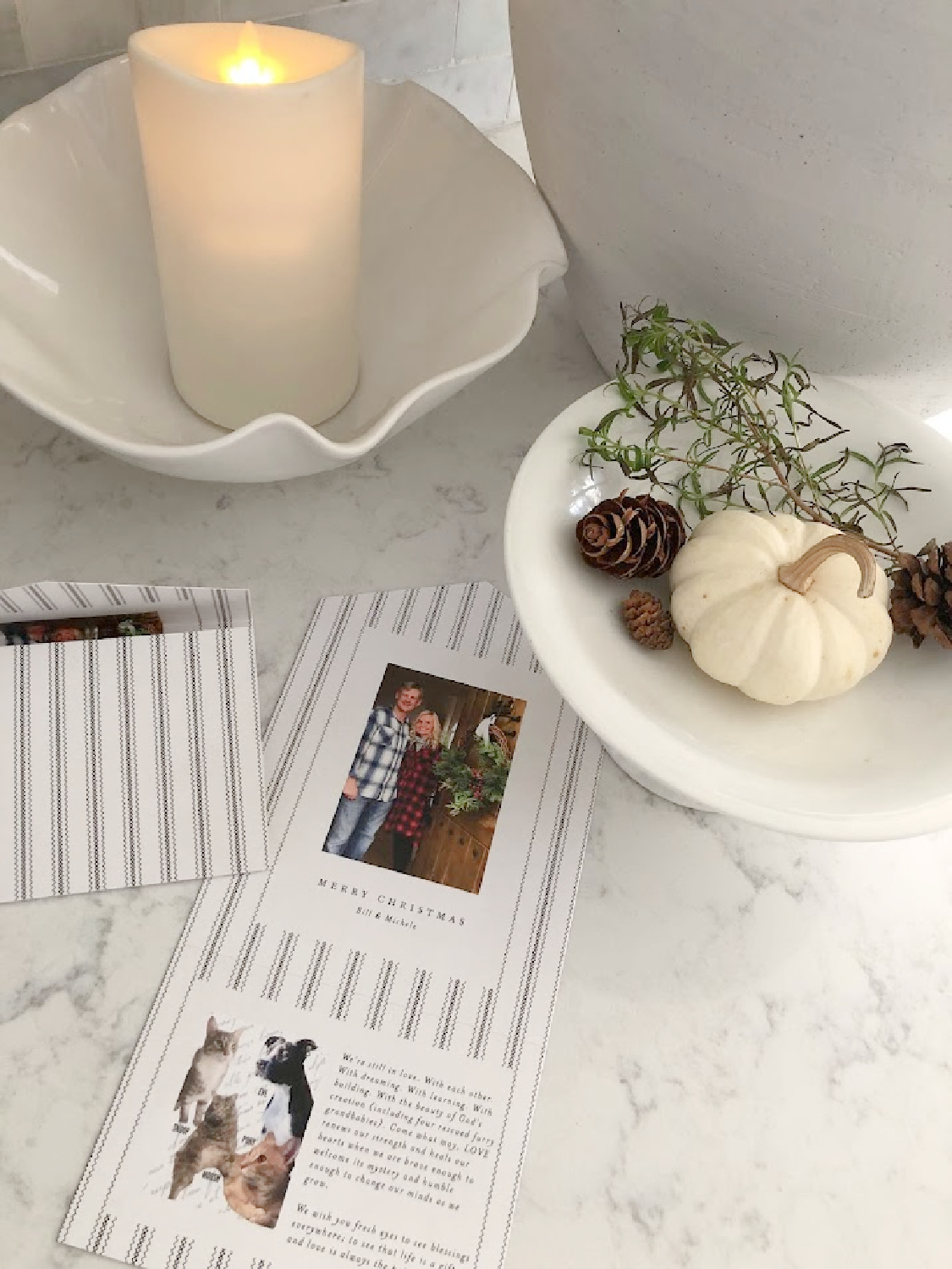 Farmhouse linen ticking stripe holiday cards from minted - Hello Lovely Studio. #holidaycards #customholidaycards #mintedchristmascards
