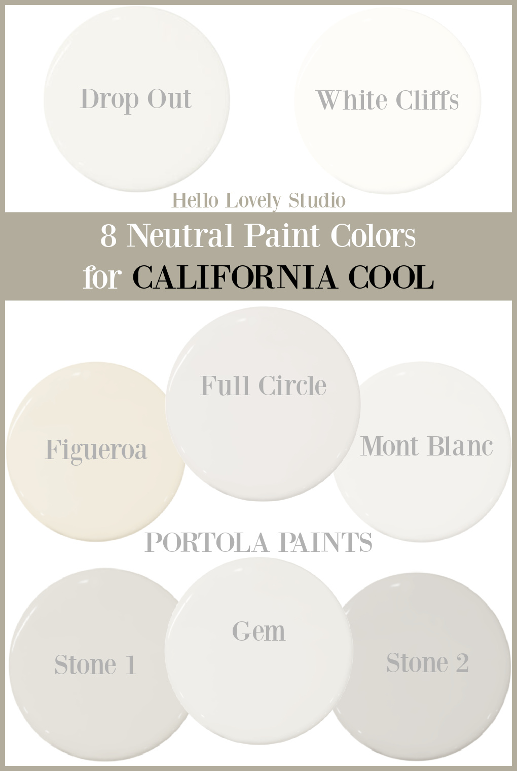 8 Neutral Paint Colors for California Cool interiors - Hello Lovely Studio. #neutralpaintcolors #paintcolors #portolapaints