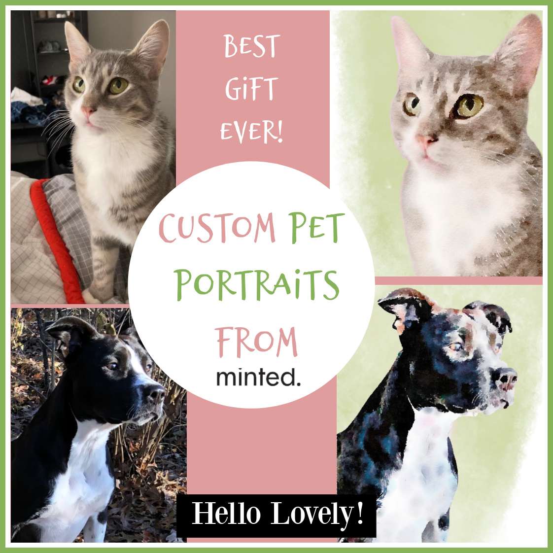 Best give ever custom pet portraits from minted - Hello Lovely Studio. #petportraits #petwatercolors
