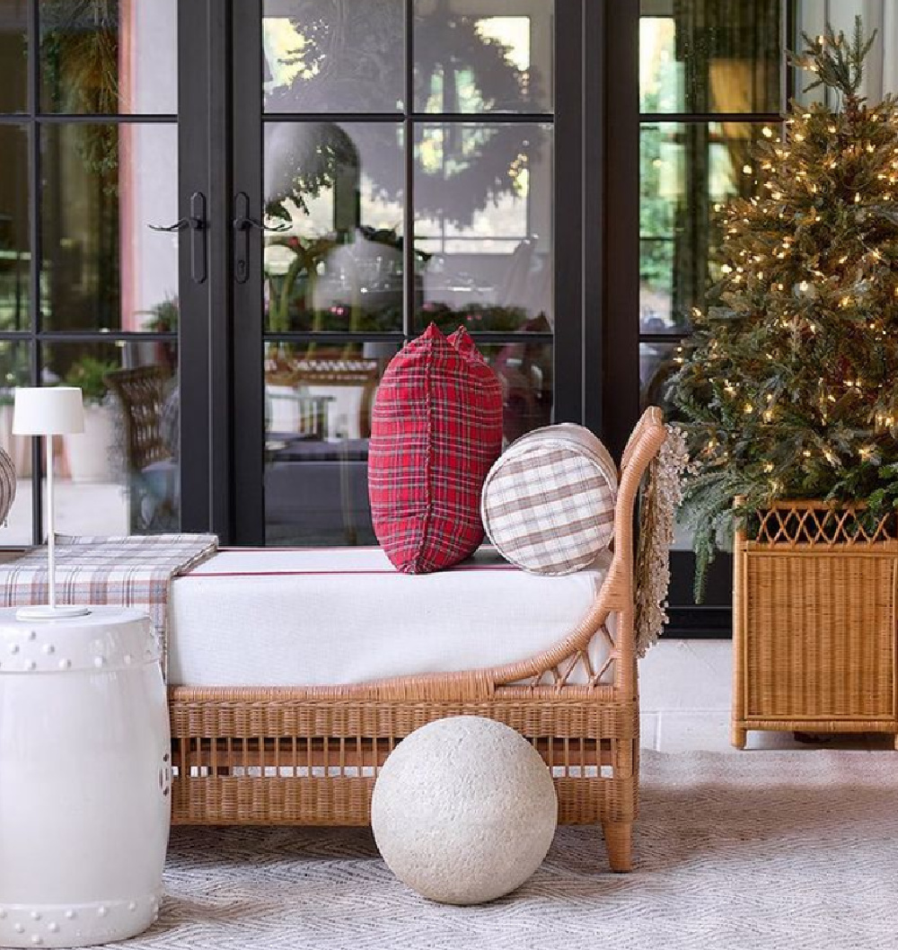 Atlanta Home for the Holidays Designer Showhouse loggia designed by Suzanne Kasler for Ballard Designs. #suzannekasler #christmasdecorating