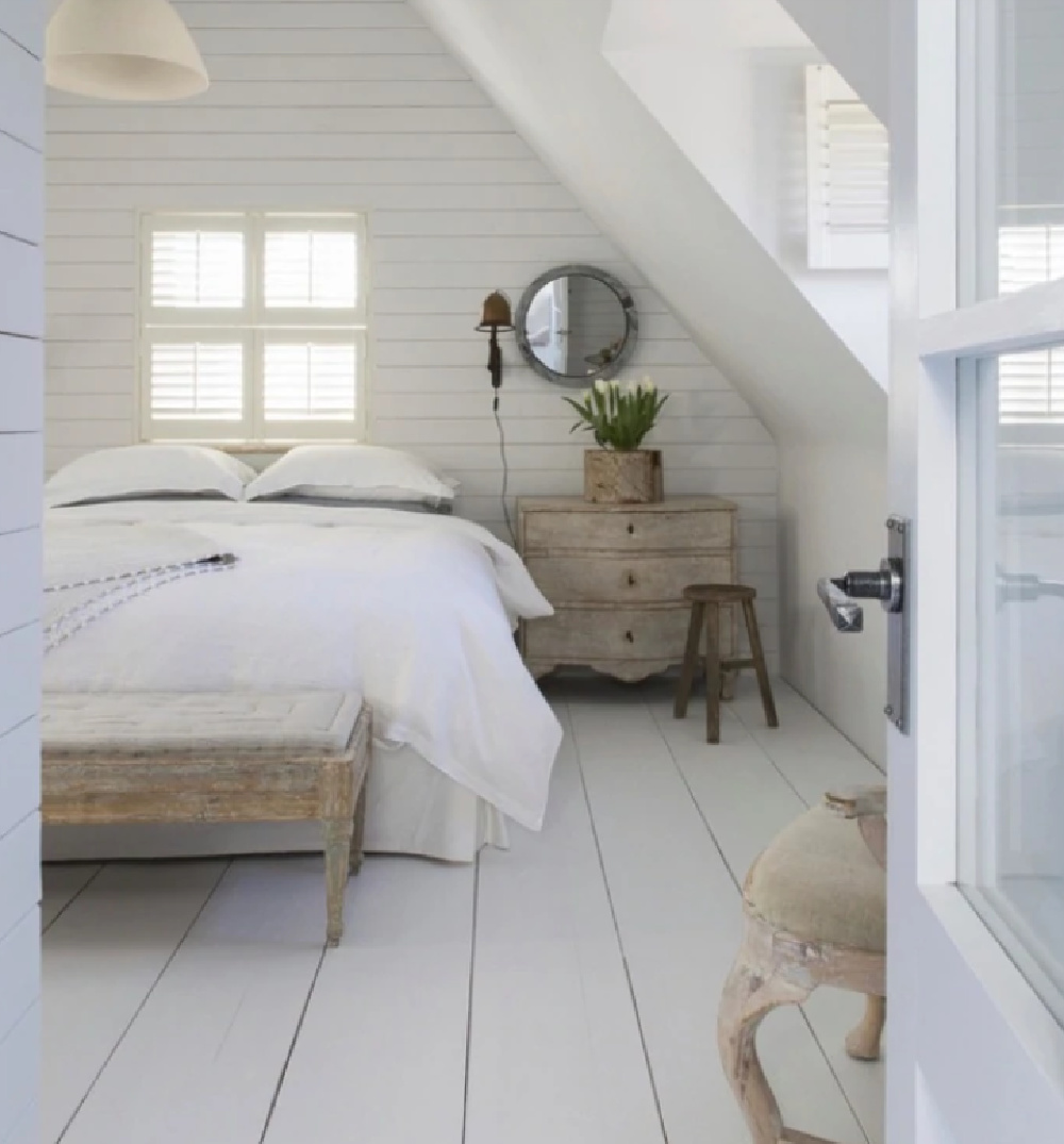 White rustic English country cottage bedroom by Anton & K.