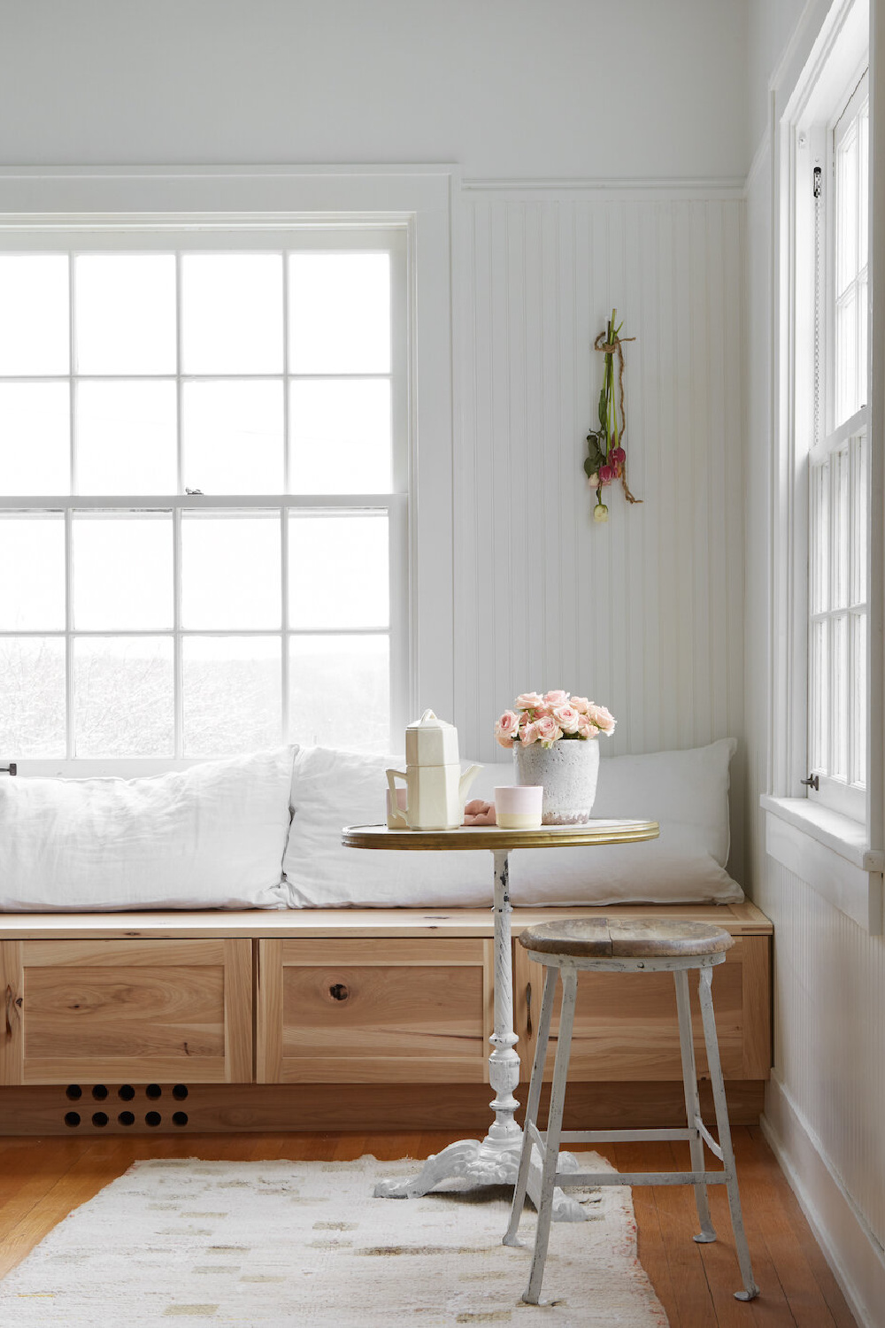 Leanne Ford designed white kitchen (Rinaman project) painted Delicate White by PPG.