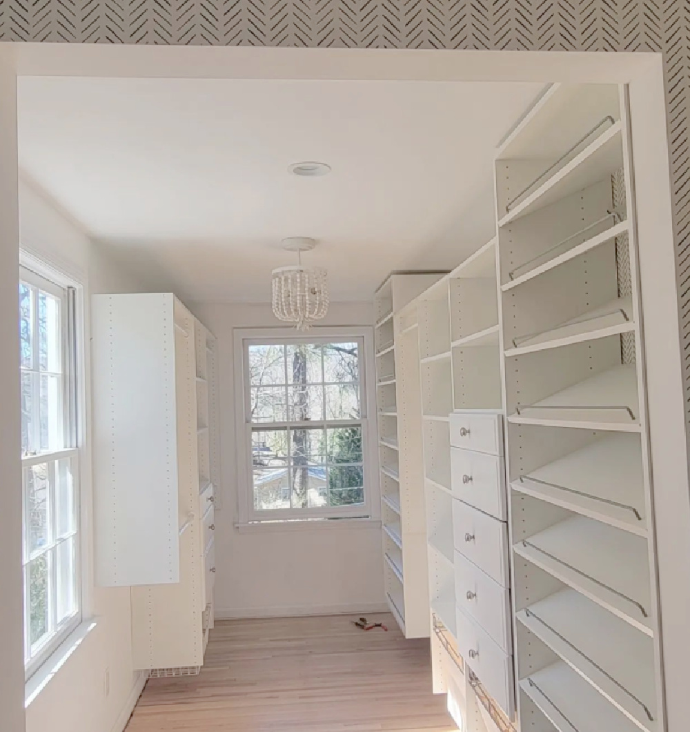 Beautiful custom closet with built-ins and window - @decelleleeker. #customclosets #closetgoals