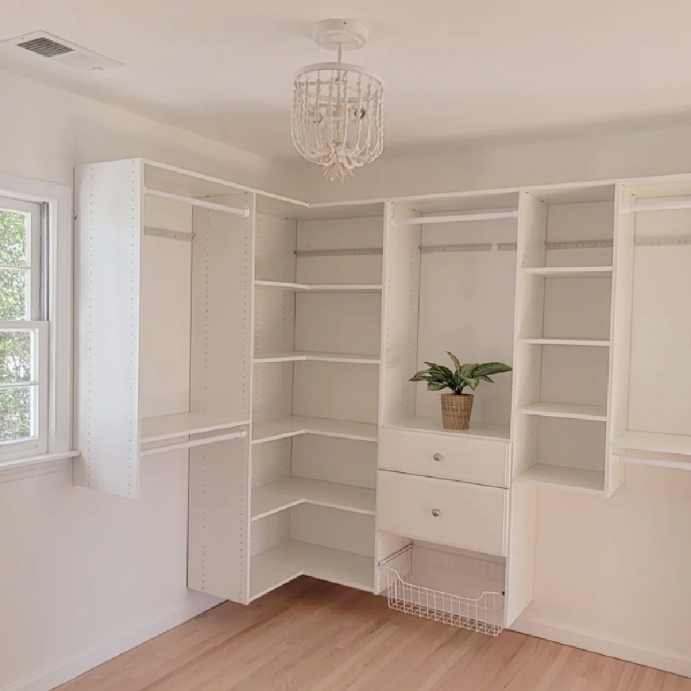 Beautiful custom closet with built-ins and window - @decelleleeker. #customclosets #closetgoals