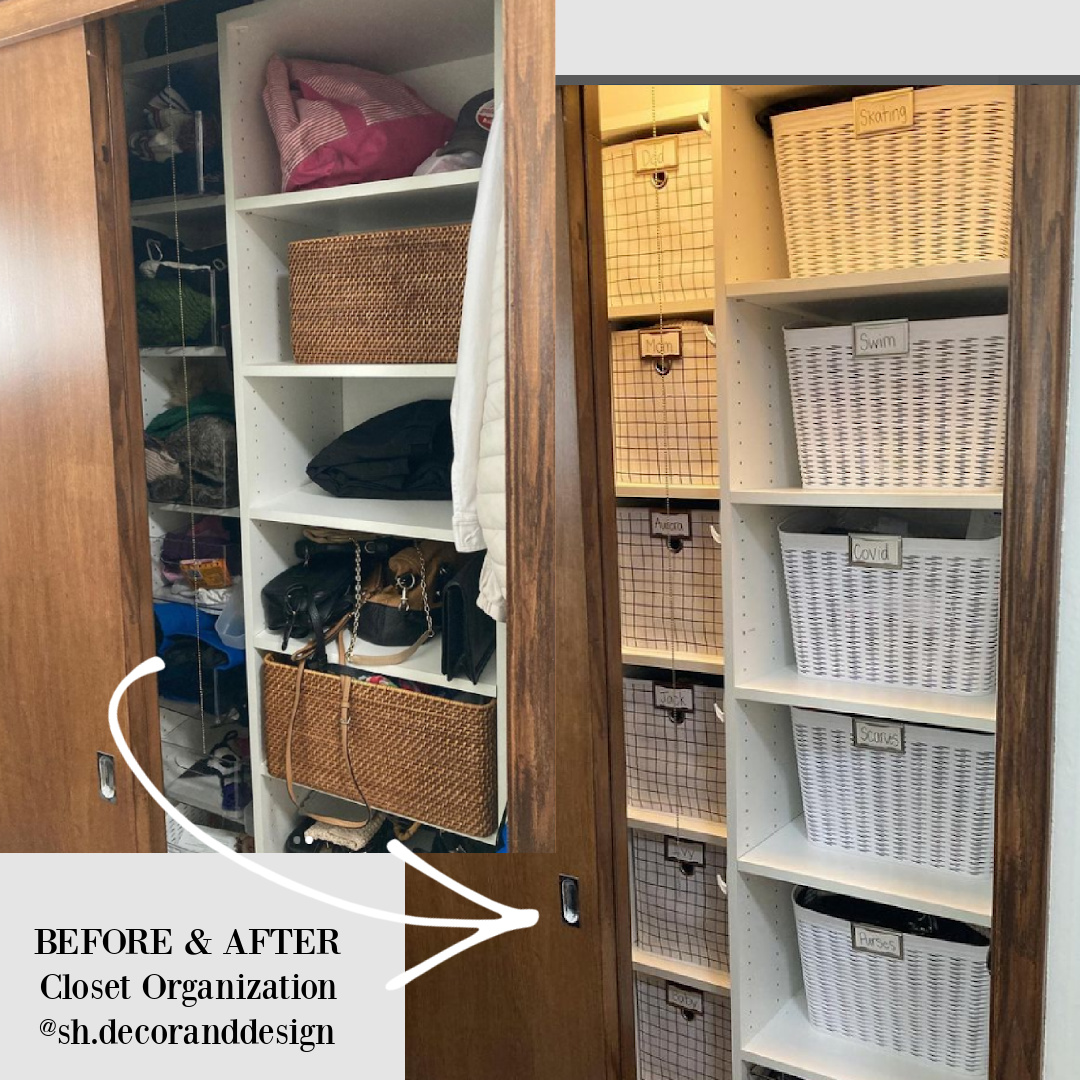 Closet shelf storage makeover by @sh.decorandesign. #closetorganization #closetmakeover