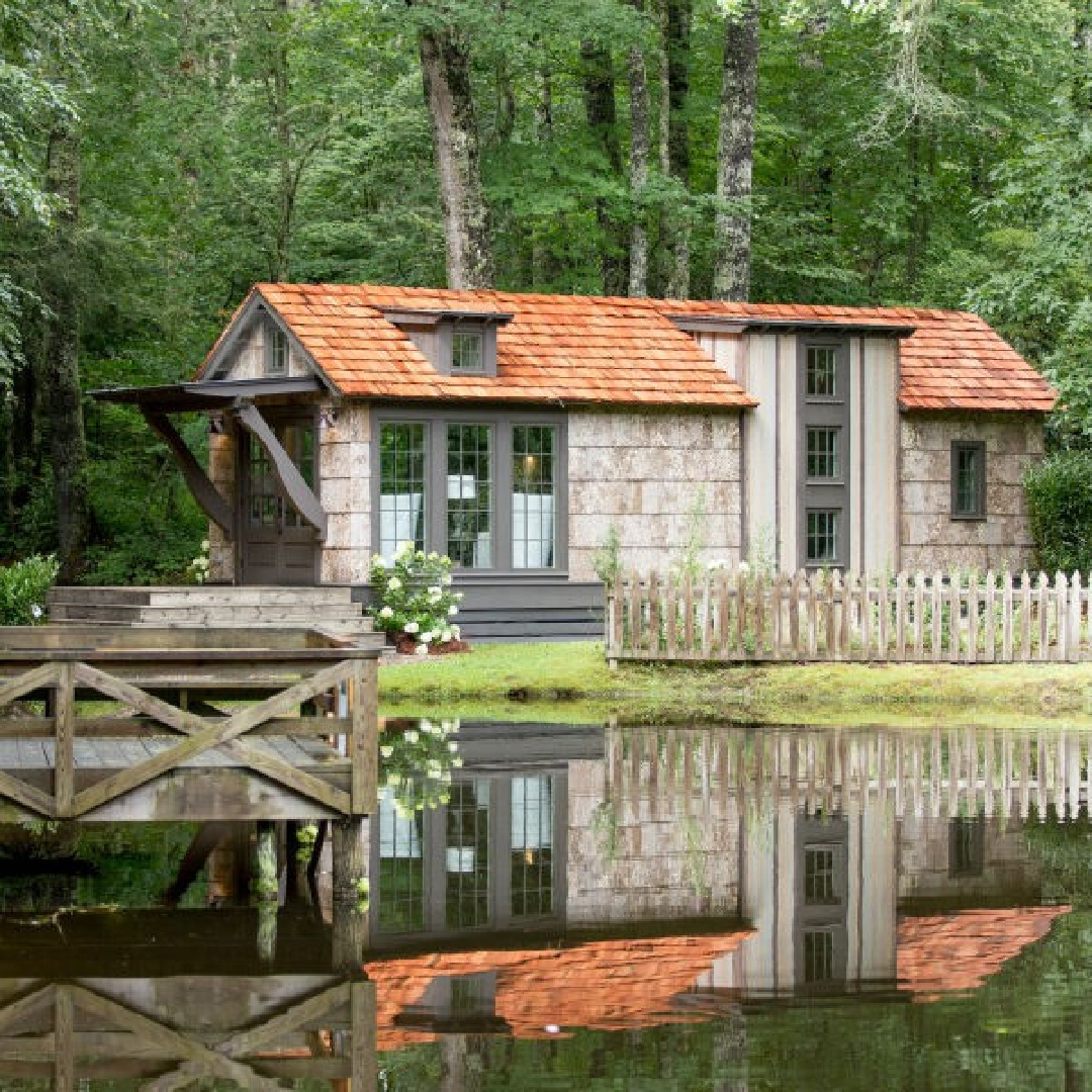 Jeffrey Dungan designed tiny house with finely crafted Low Country style -one of the cottages at The Retreat at Oakstone in Tennessee. #tinyhousedesign