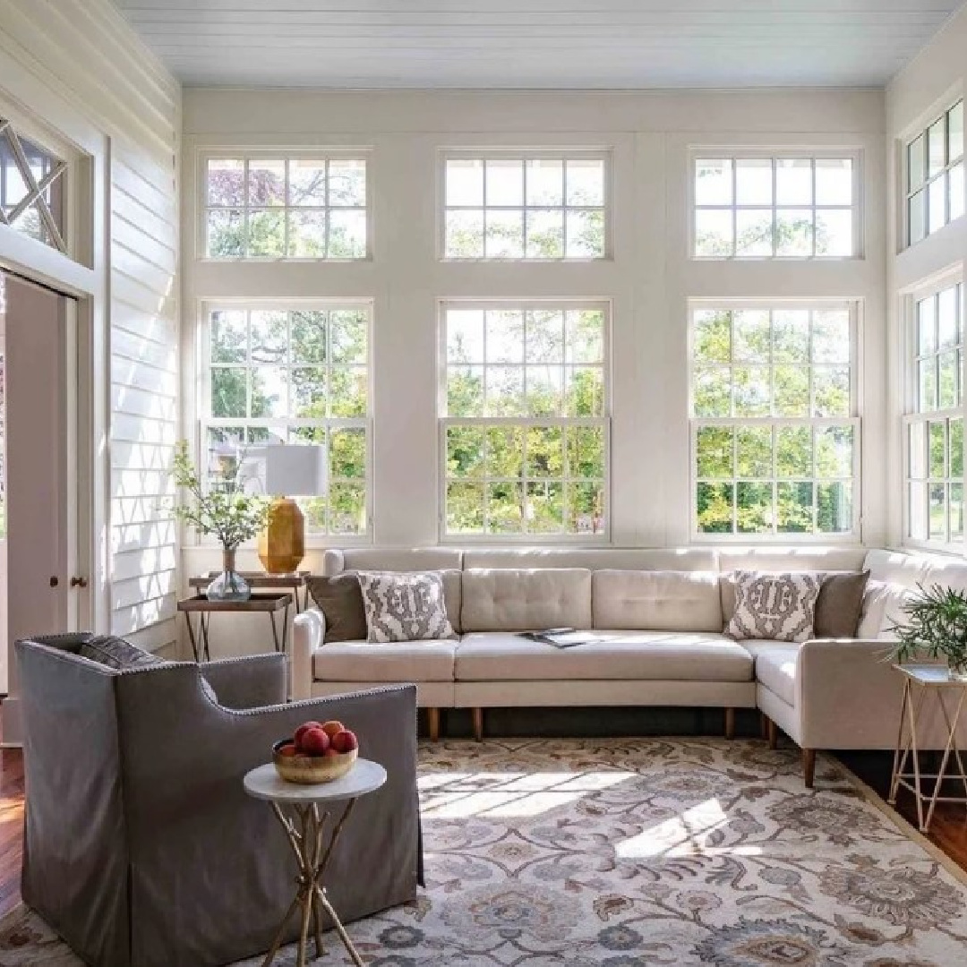 Farrow & Ball Pointing painted sunroom - @jescharamarchitect. #pointing #whitepaintcolors