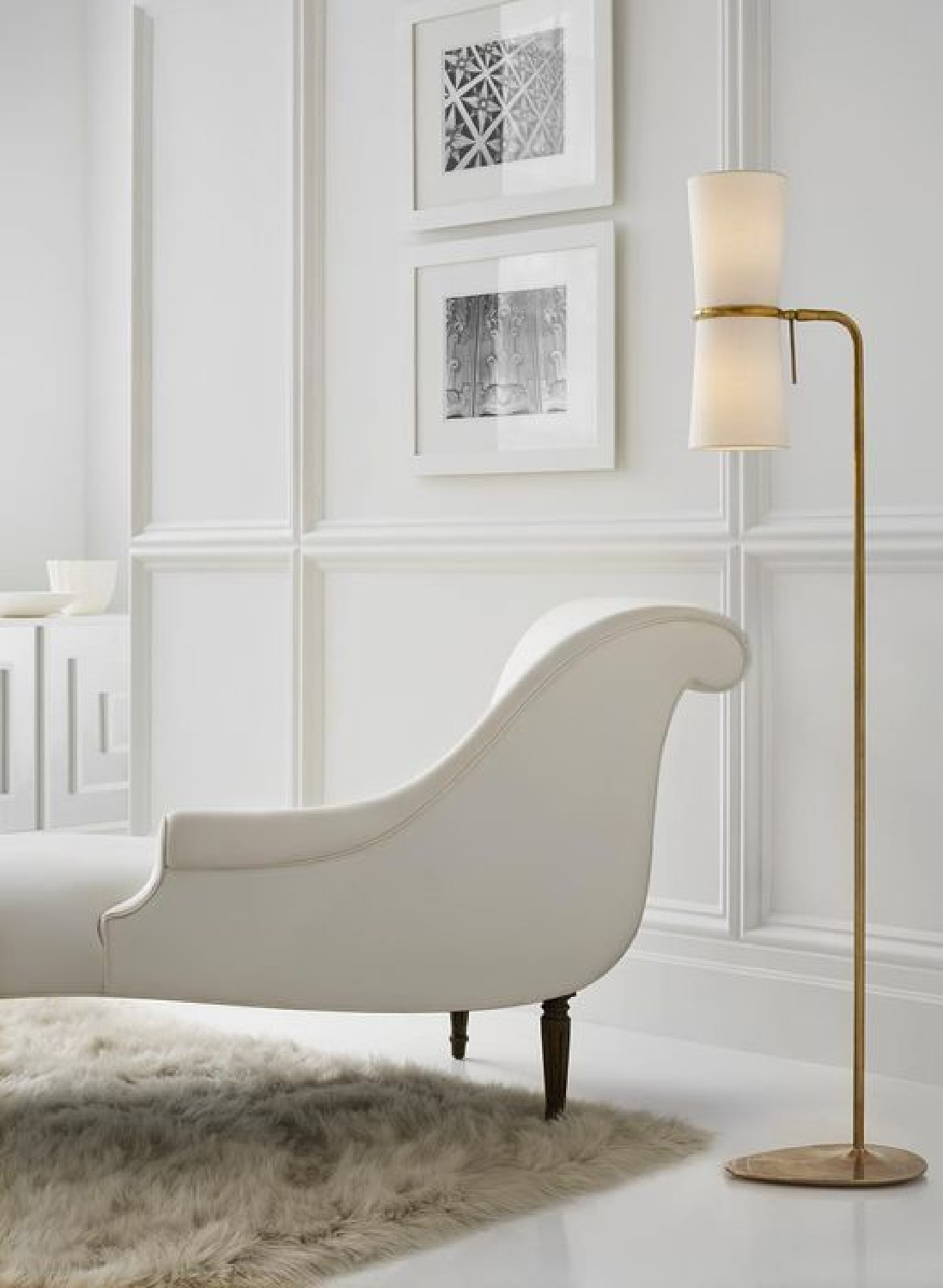 Benjamin Moore White Dove on walls in elegant room. Come explore Interior Designers Favorite White Paint Colors for ideas, photos, and inspiration.