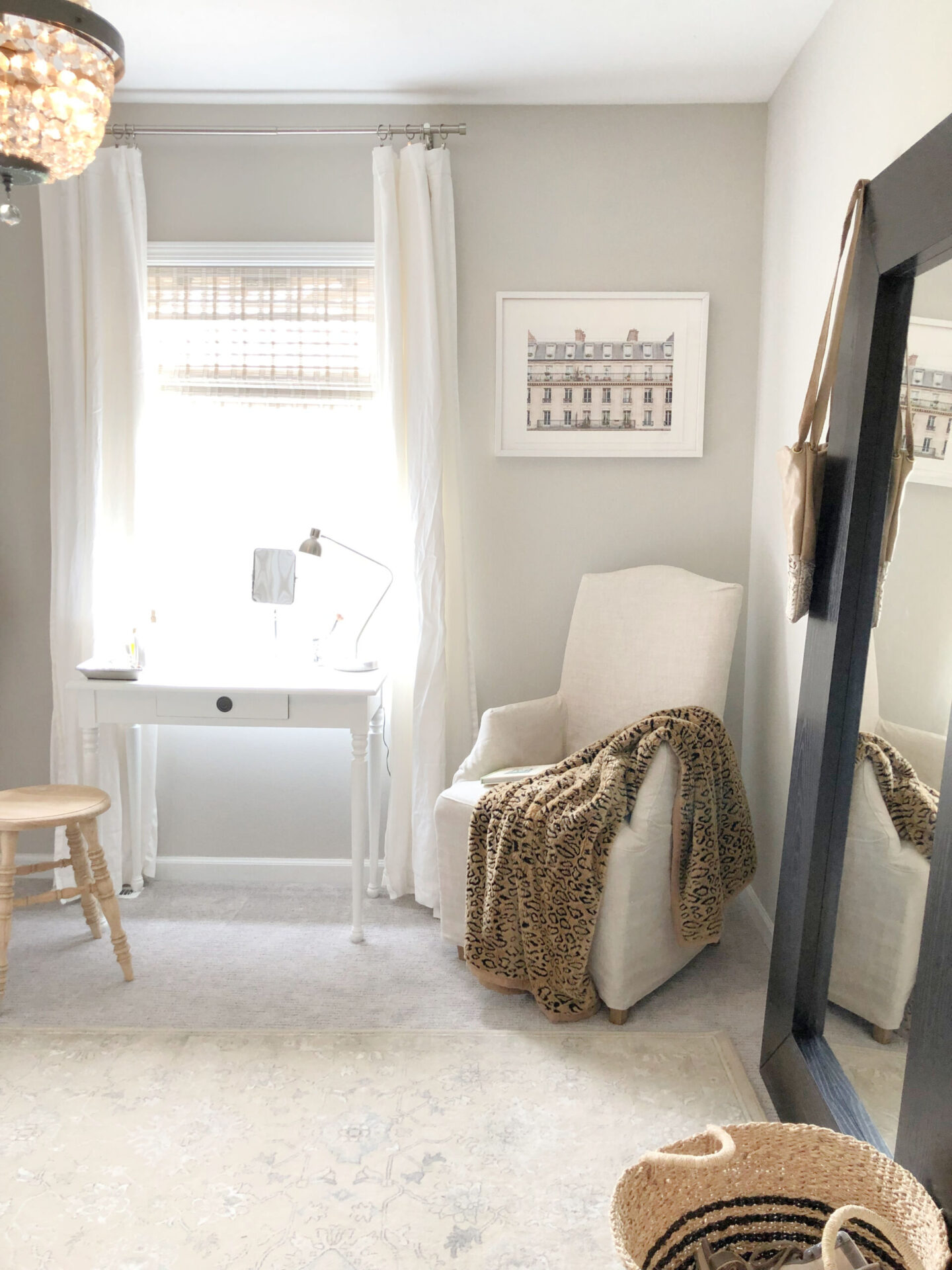 Soft and serene colors set a tone in my DIY closet, office, dressing room - Hello Lovely Studio.