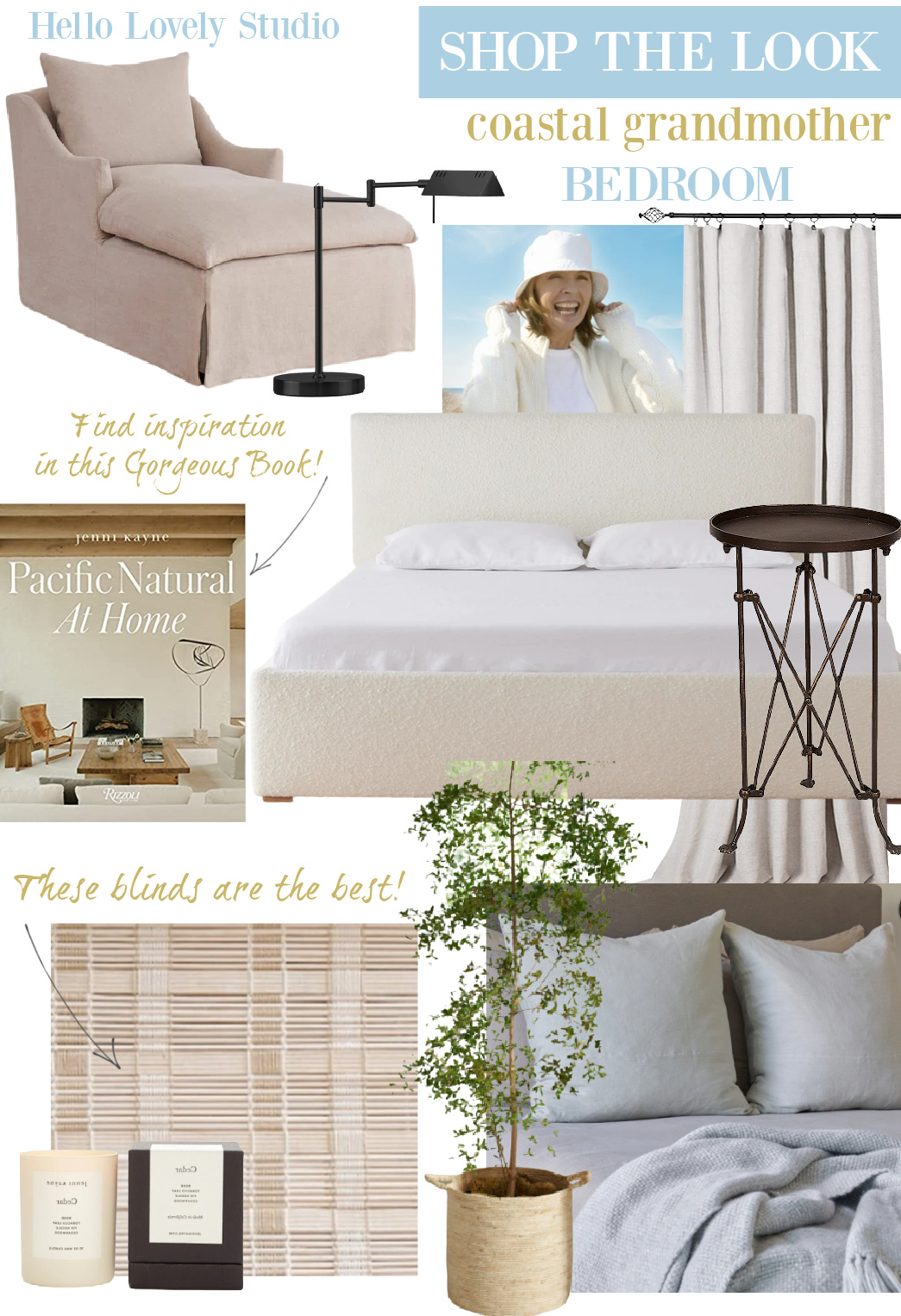 Coastal Grandmother bedroom ideas to get the look on Hello Lovely. #coastalgrandmother #coastalbedroom