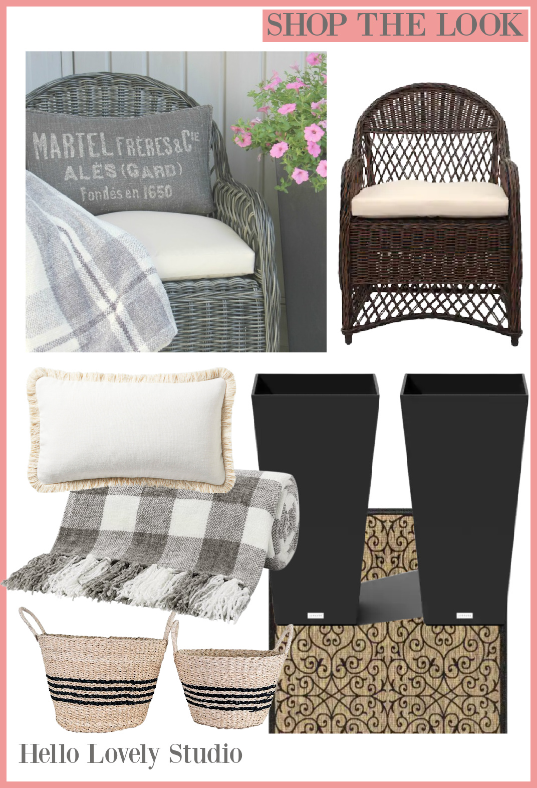 European Country Porch Shop the Look - Hello Lovely. #frenchfarmhouse #porchdecor #getthelook