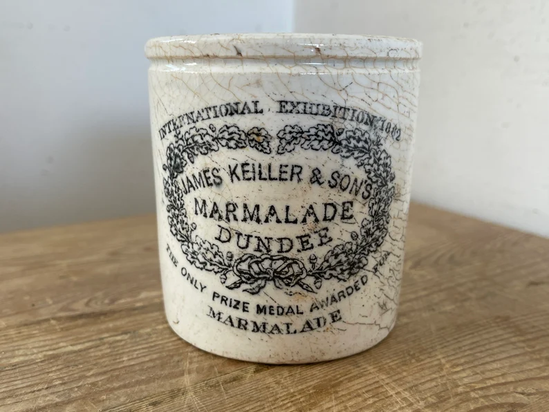 Vintage Dundee Marmalade crock jar from England - ShopTaylorMade4U on Etsy. #dundeecrock #marmaladejars