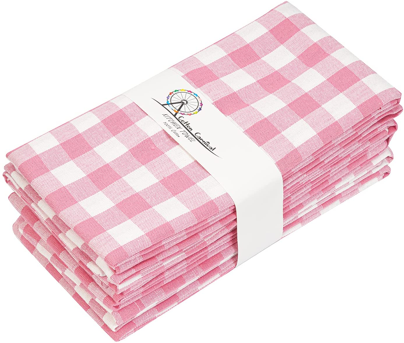 Pink checkered gingham dish towels. #frenchcountry #dishtowels #gingham