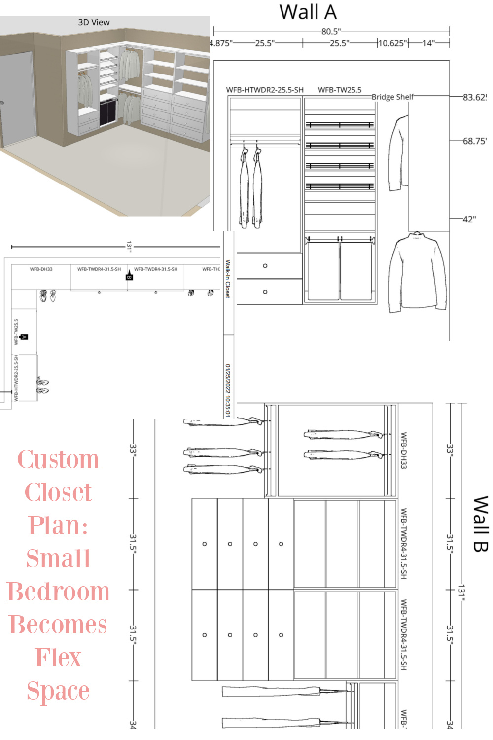 Design plan from Modular Closets for the closet - Hello Lovely Studio.