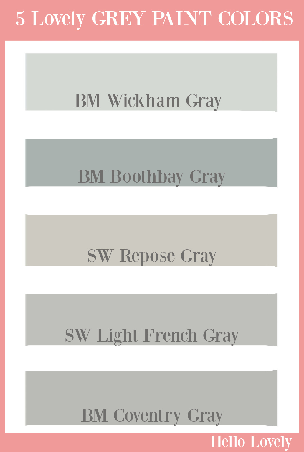 5 lovely grey paint colors - Hello Lovely Studio. #greypaintcolors #bestgraypaint