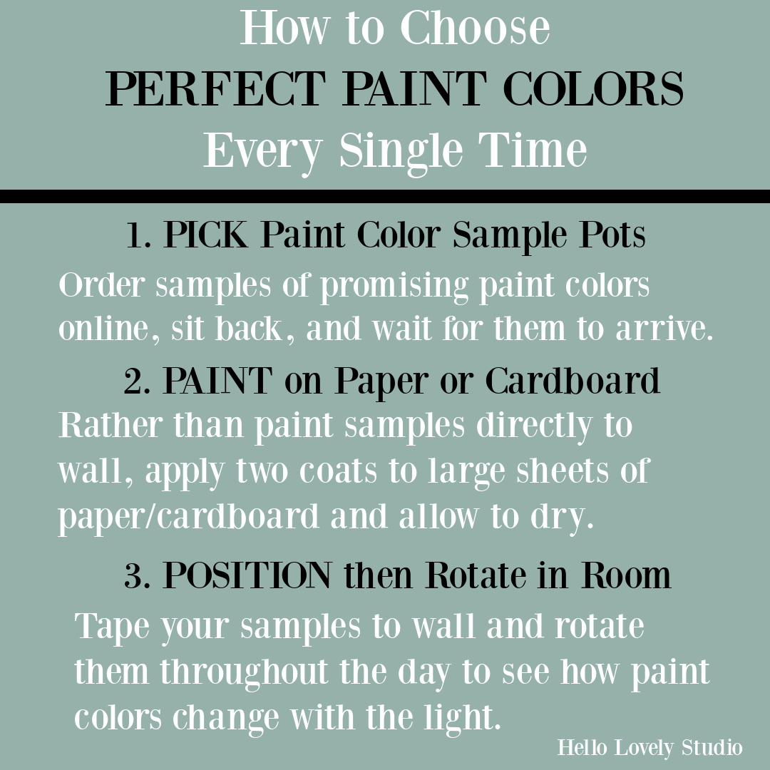 How to Choose Perfect Paint Colors Every Time - instructions to sample paint from Hello Lovely. #paintcolors #choosingpaint #paintsamples