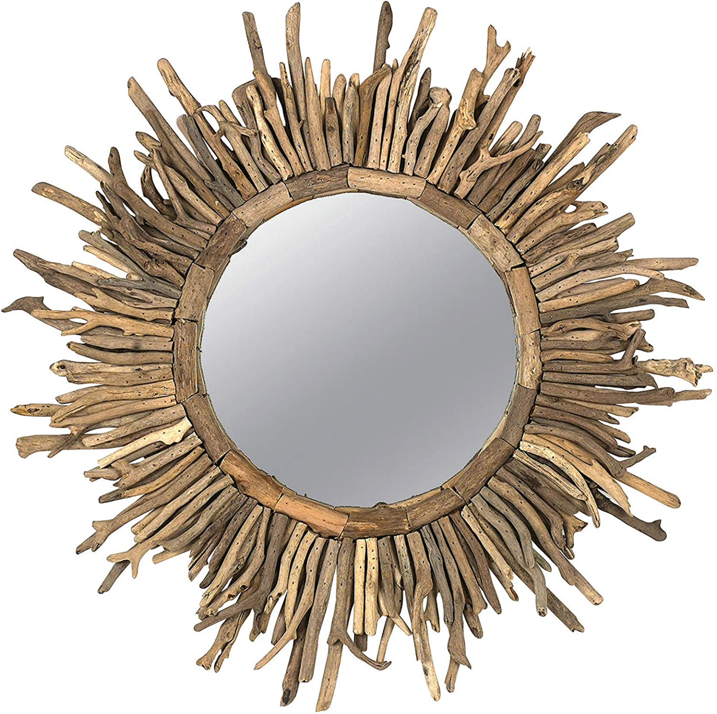 Driftwood sunburst wall mirror. #beachydecor #wallmirrors