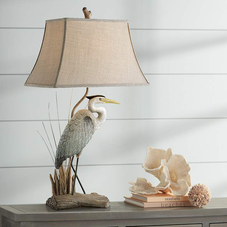 Heron table lamp. #beachydecor #tablelamps #birdlamps