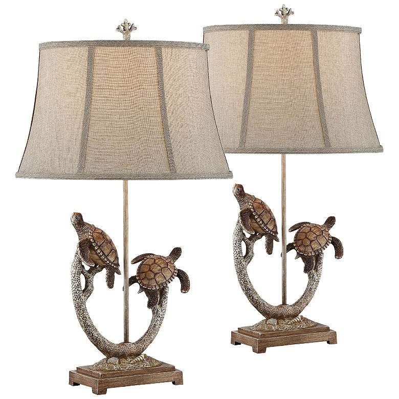 Turtle table lamp set. #beachydecor #tablelamps