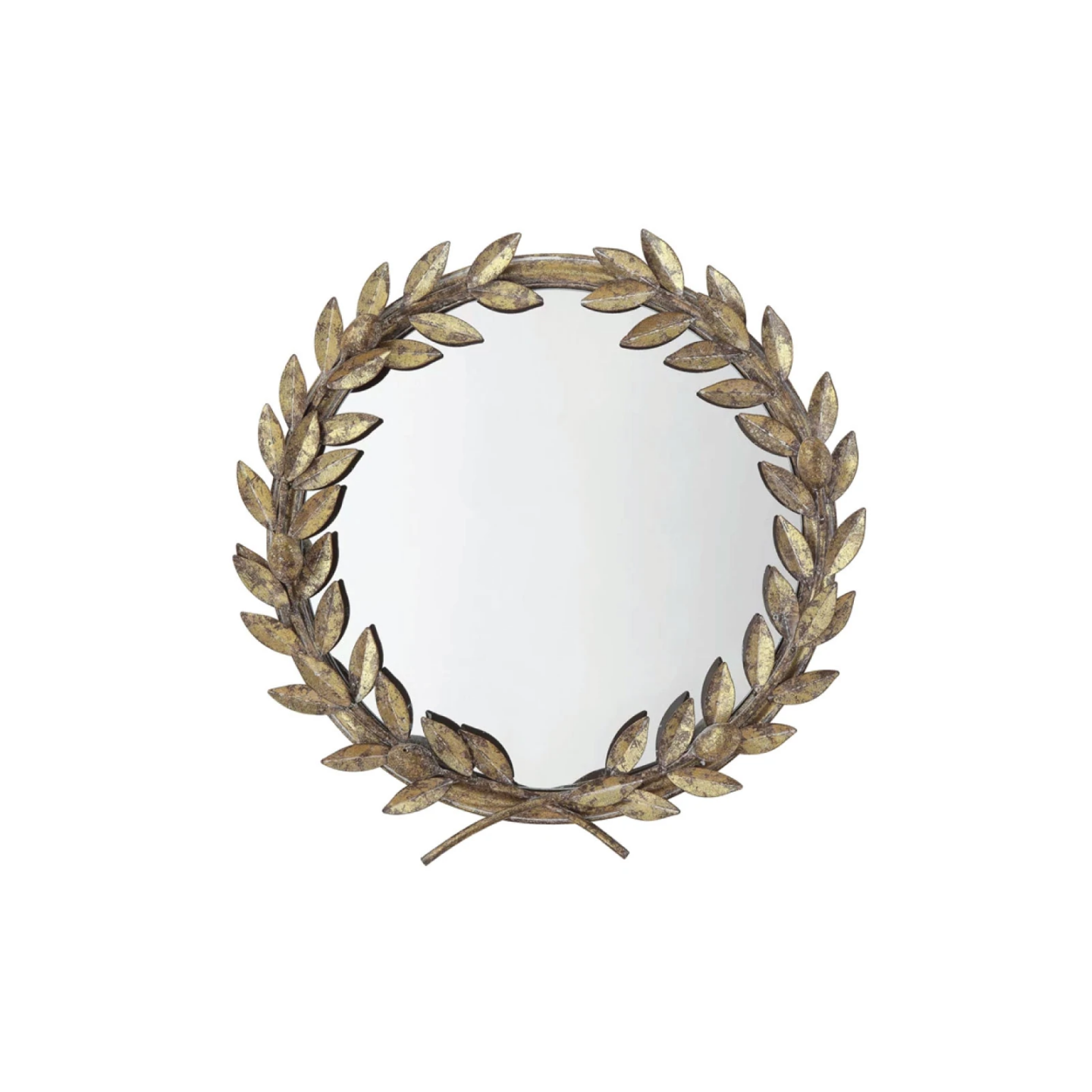 Round antique laurel wreath mirror