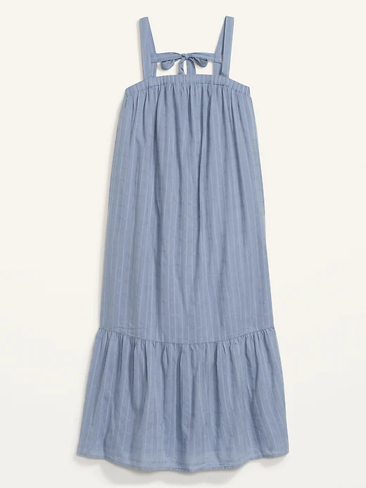 Tiered blue sundress from Old Navy - Breezy & easygoing, the swing silhouette has a flared A-line shape you can dress up or down. #fashionover50 #sundresses