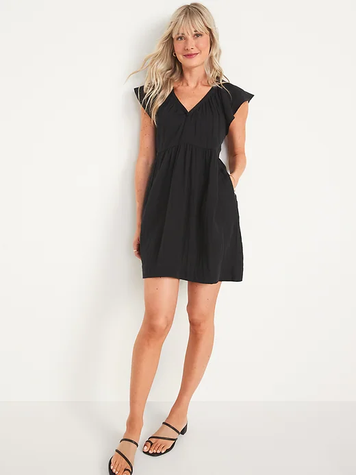 Flutter sleeve little black dress. #fashionover50 #summerdresses