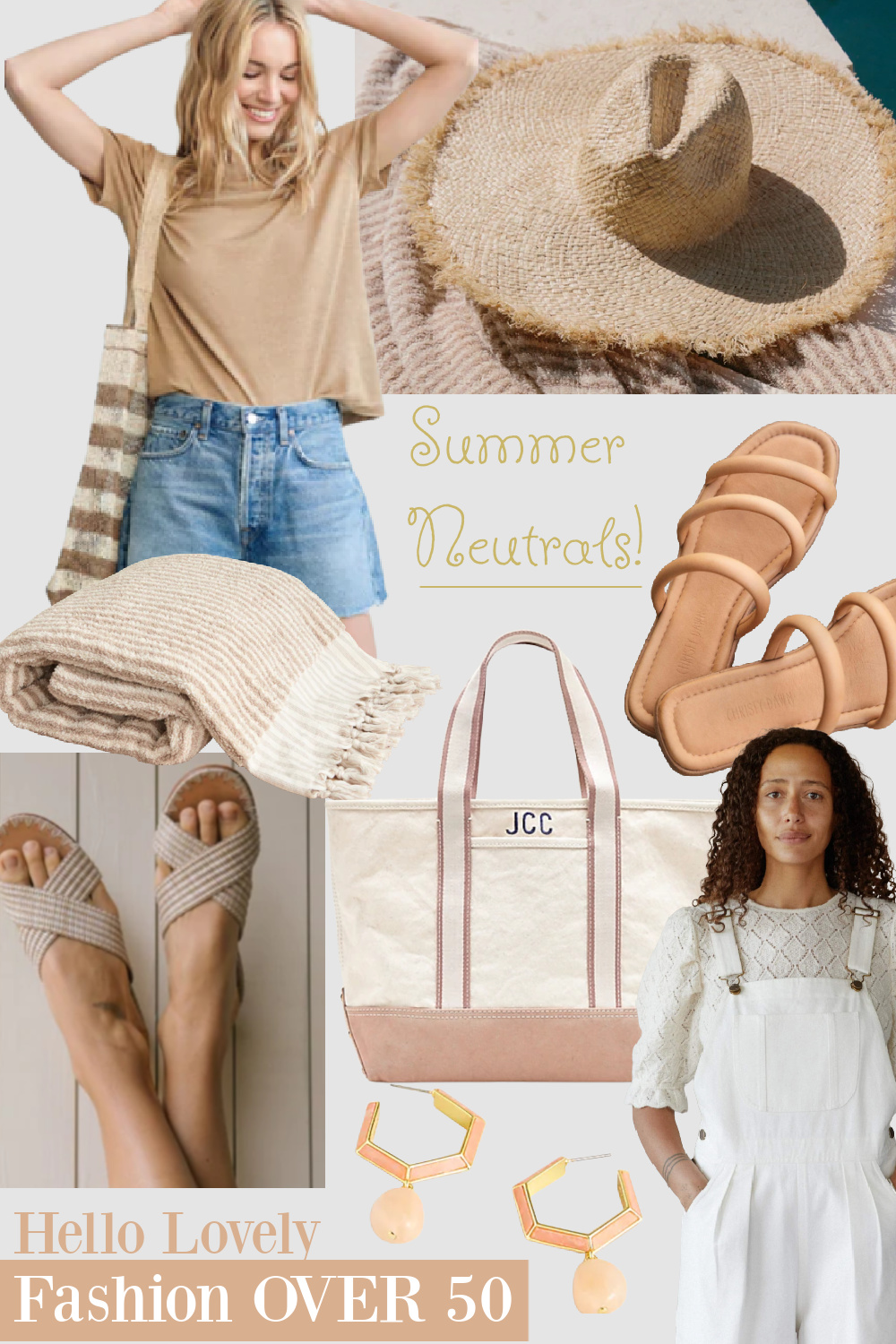 Summer Fashion Over 50 Neutrals on Hello Lovely. #summerfashion #fashionover50 #over50fashion