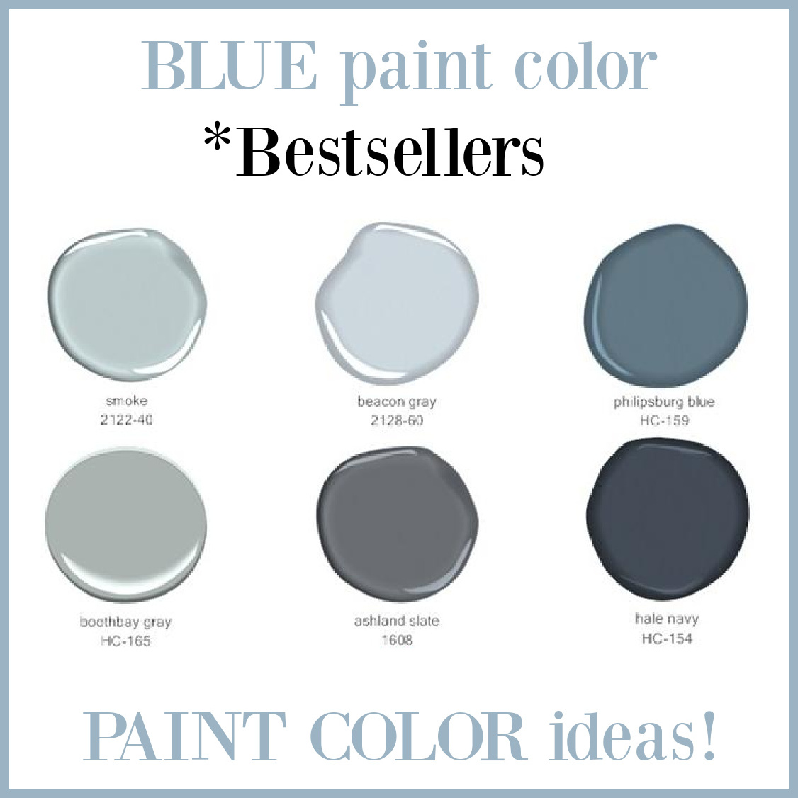Blue paint color bestsellers from Benjamin Moore - visit Hello Lovely Studio for the details. #bluepaintcolors #bestsellingbluepaint