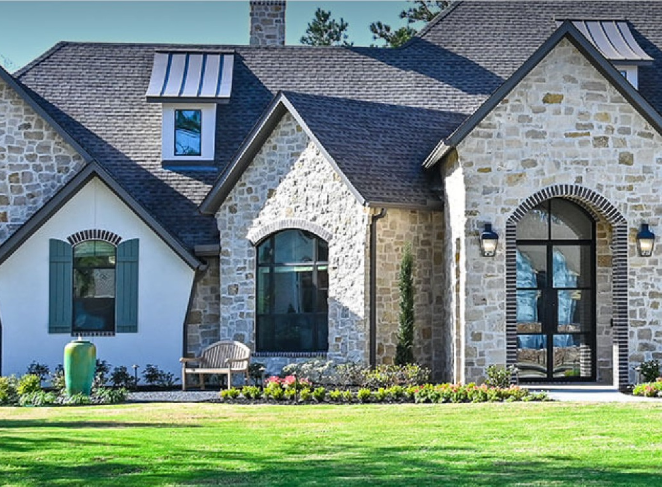 French country exterior by Morningstar Builders. #frenchcountryexterior #frenchcountryhome #homeexteriors