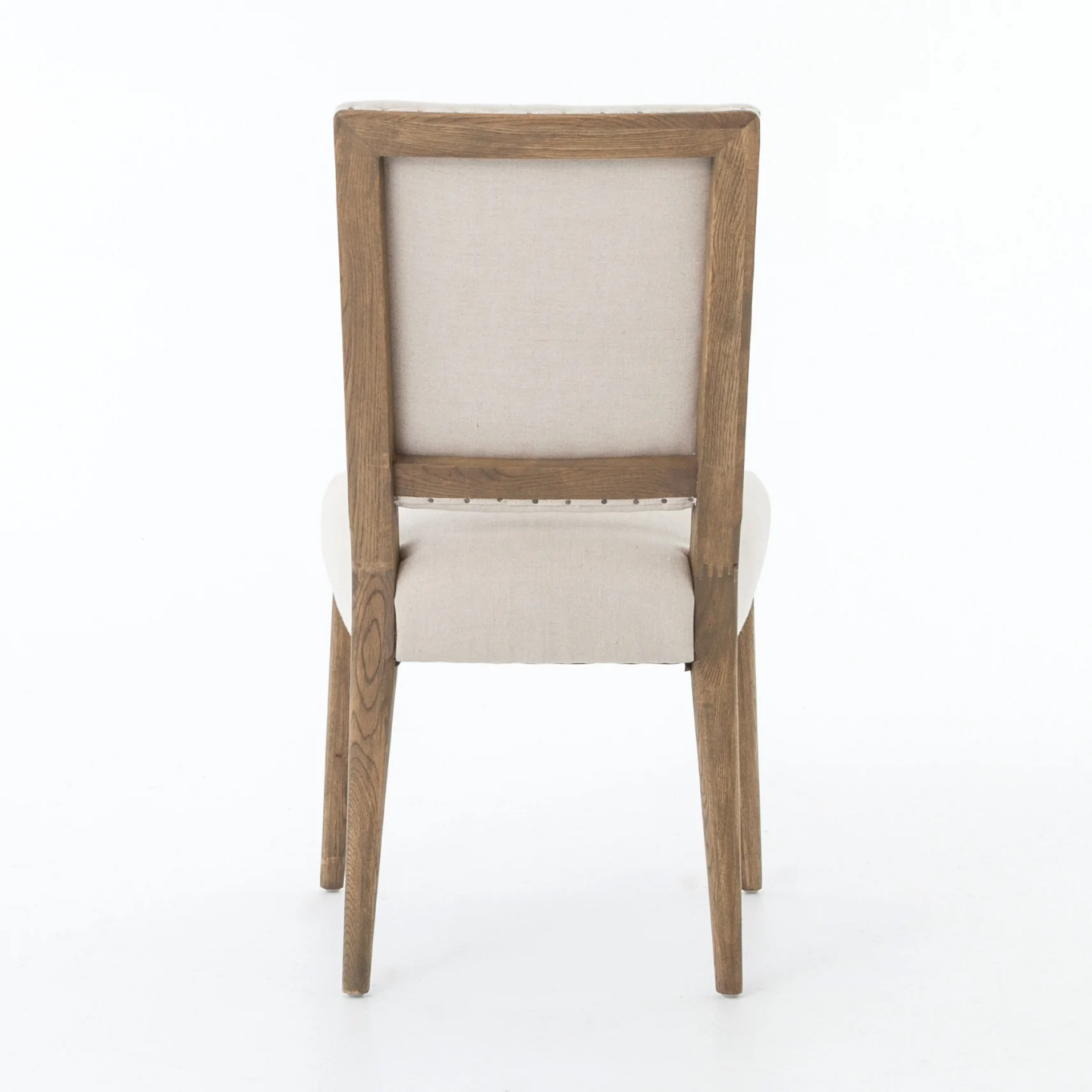 Linen dining chair with wood and nailhead trim. #linenchairs #diningchairs