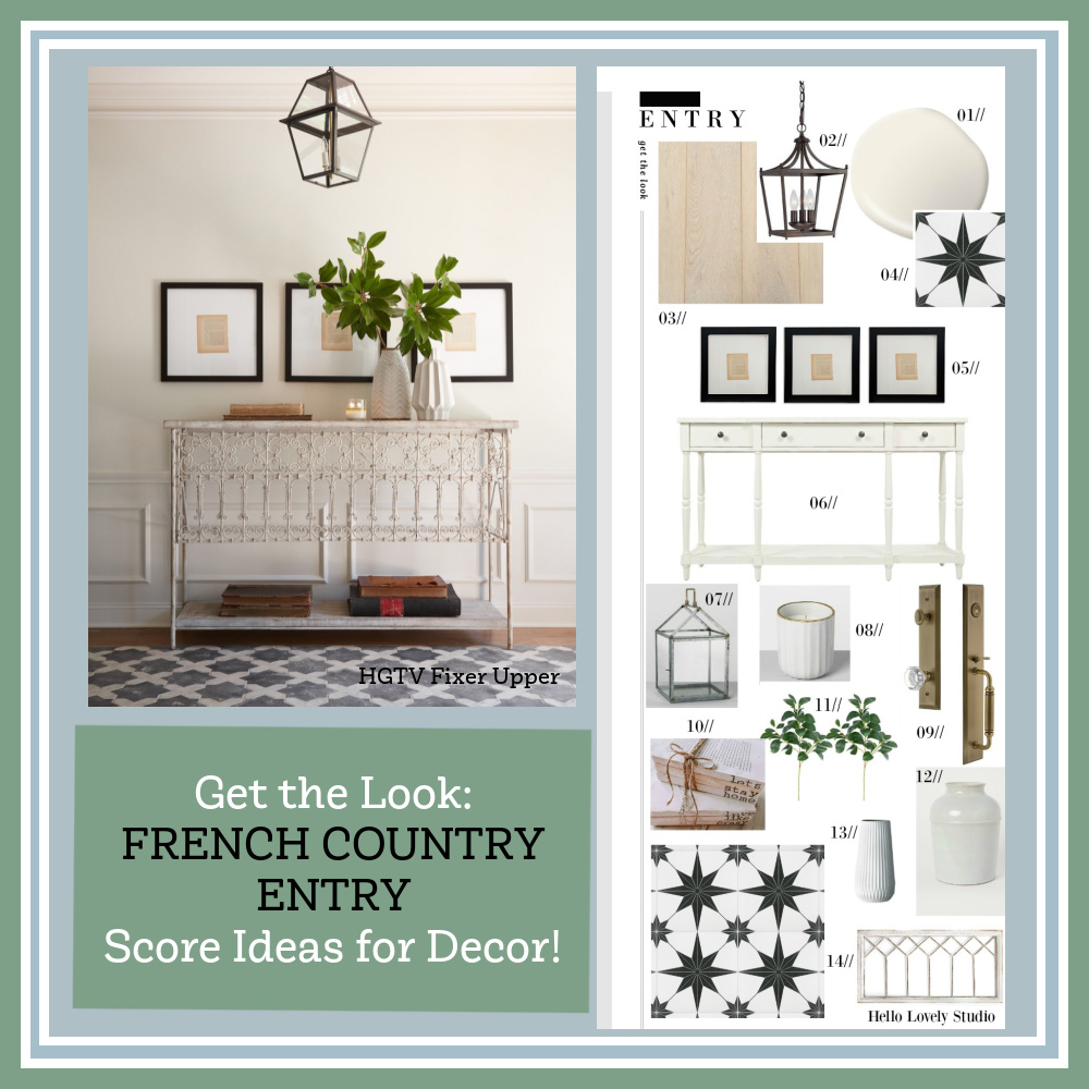 Get the look of the French foyer in Fixer Upper's Club House episode - Hello Lovely!