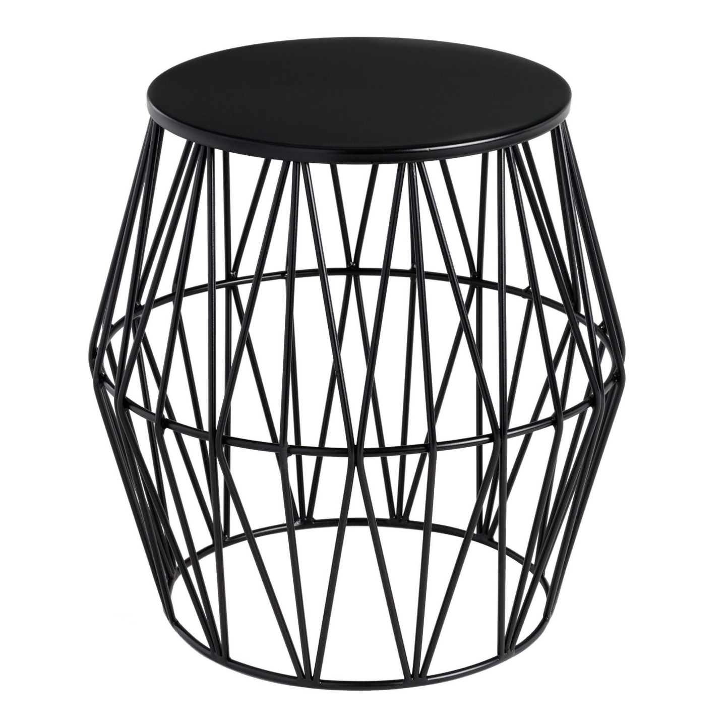 Metal round accent table wood top