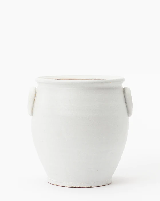 White Adras Handled Vase, McGee & Co. #frenchcountryvase #whiteurns #whiteearthenware #terracottavase