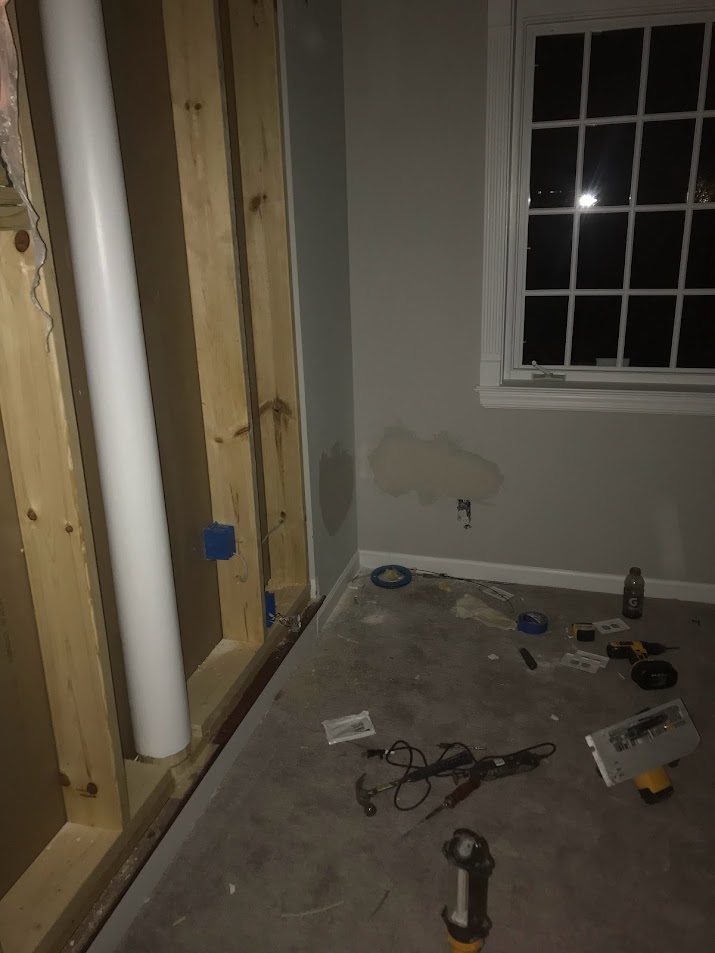 Living room under construction during Georgian renovation