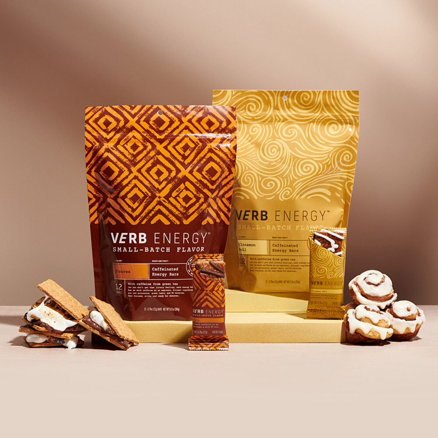 Verb Energy Bars - S'mores and Cinnamon Roll flavors. #energybars