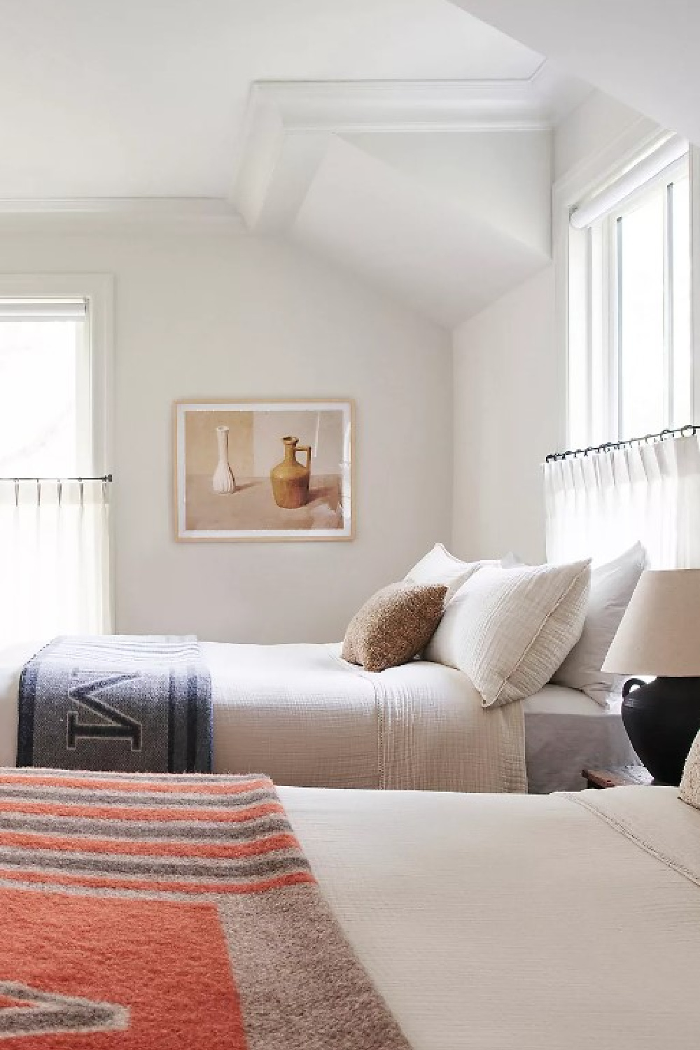 Gorgeous Gretchen Gauze Duvet Covers on twin beds in Amber Lewis designed bedroom. #bedding #amberlewis