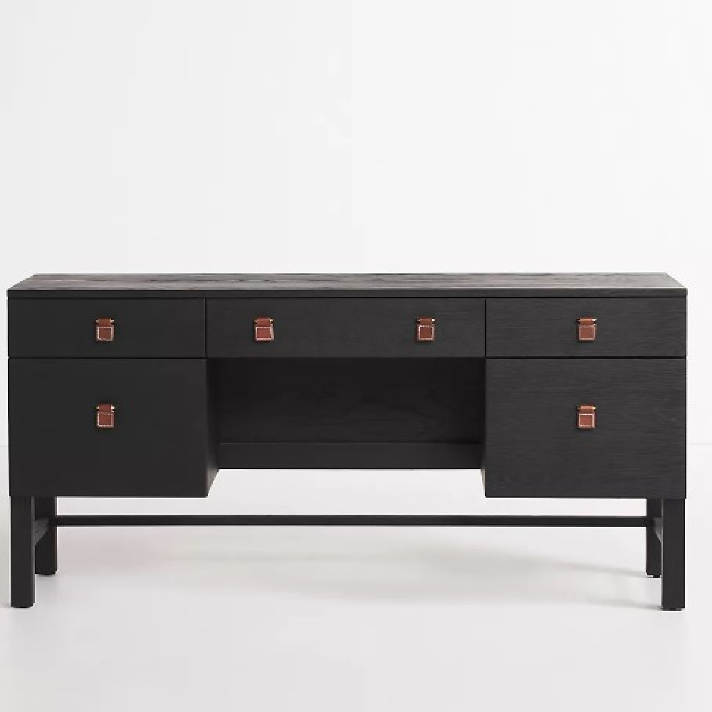 Sunfair Executive Desk in black by Amber Lewis. #homeofficefurniture #mcmdesks #modernrustic