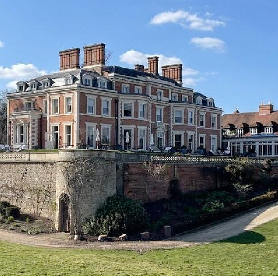 Exterior of Heckfield Place (Hampshire, England) is an 18th-Century Georgian manor.