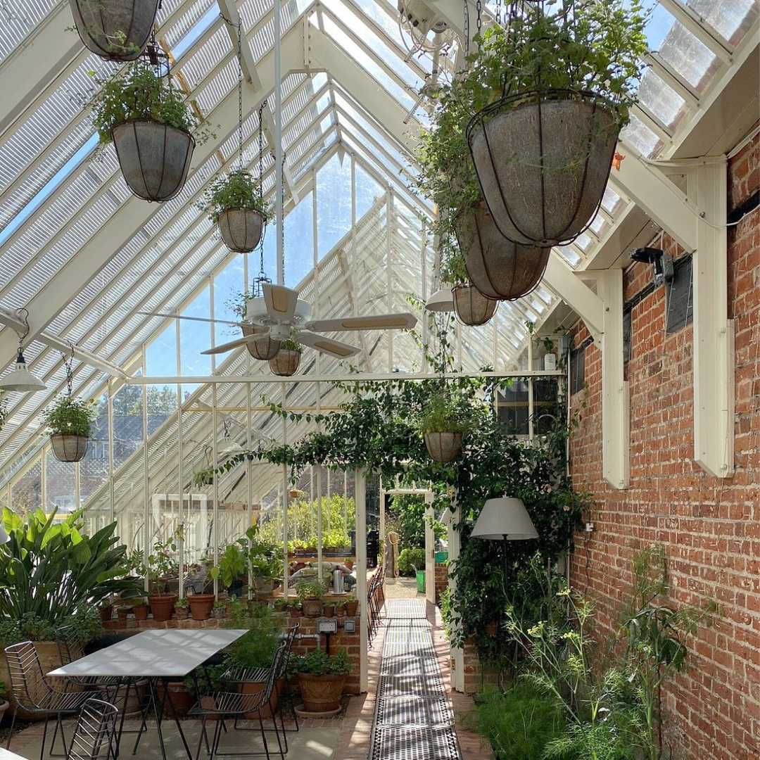 Sunny dining area at Heckfield Place (Hampsire, England), a cozy luxurious hotel on 400 acres of English countryside - design by Ben Thompson. #heckfieldplace #bistrodining