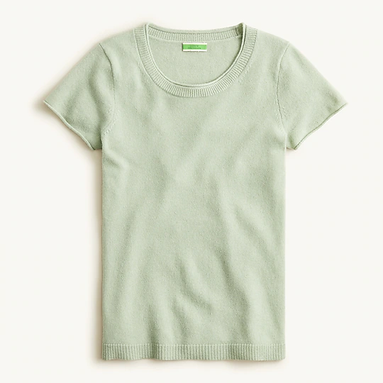Sage green relaxed cashmere t-shirt - J. Crew. #sagegreen