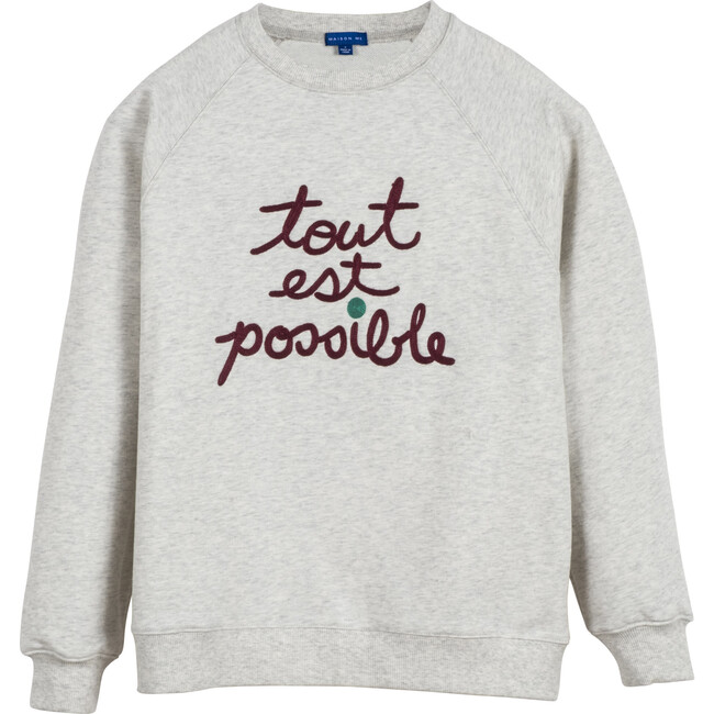 Tout est possible embroidered sweatshirt, Maisonette. #frenchsayings #frenchsweatshirt