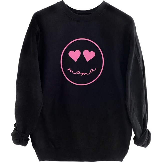 Mama Smile Sweatshirt, black with hot pink - Maisonette