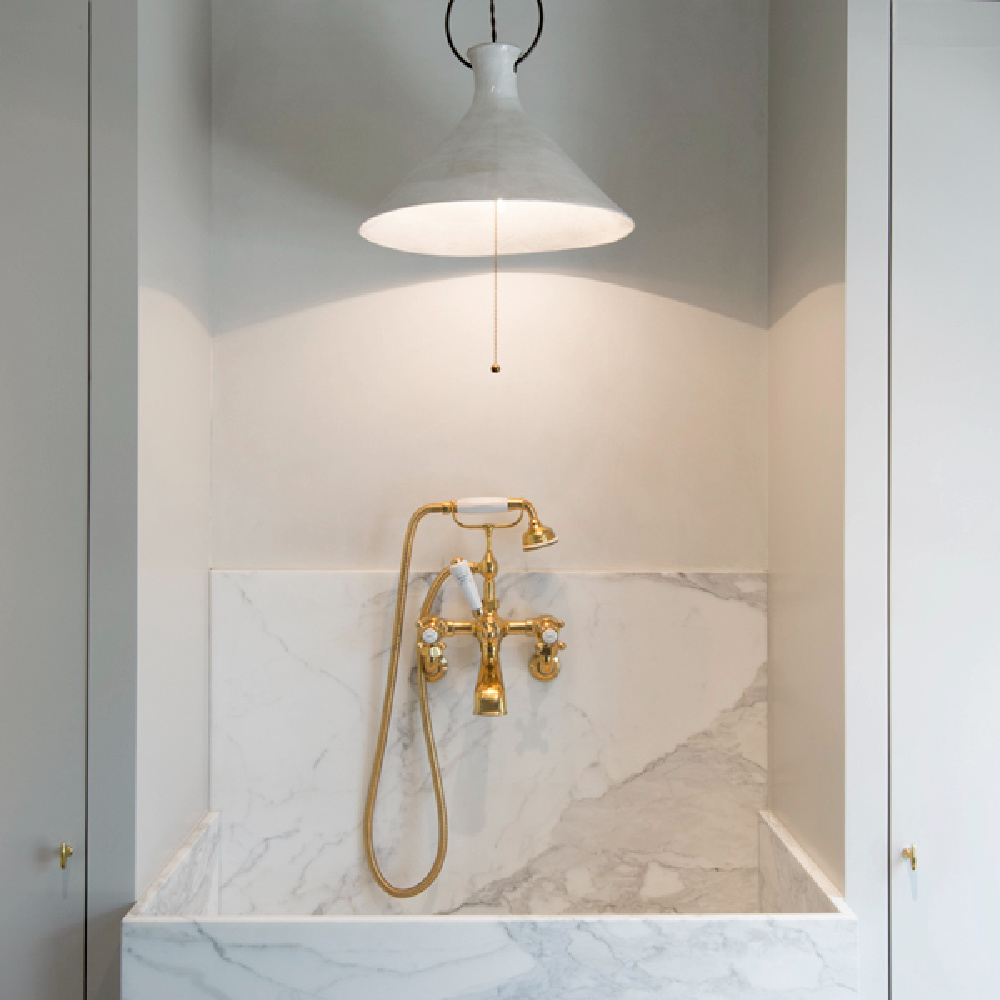 Beautiful bath designed by Jill Egan. #modernfrench