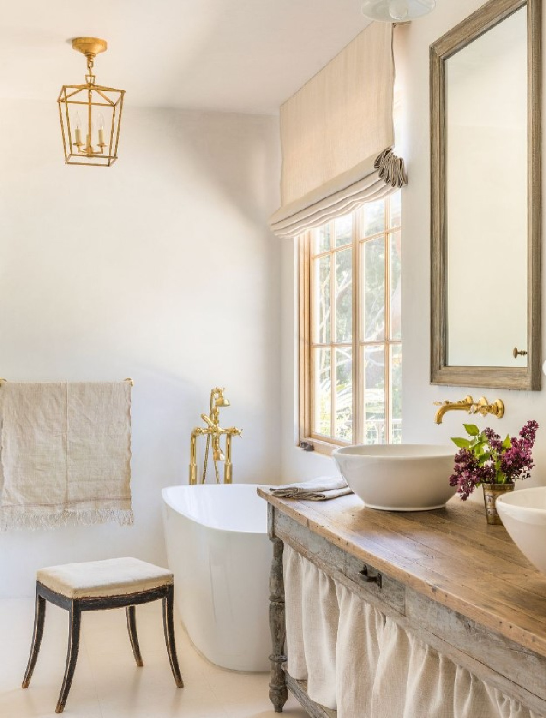 Giannetti Home designed Malibu bathroom with rustic elegance in Luxe Magazine.