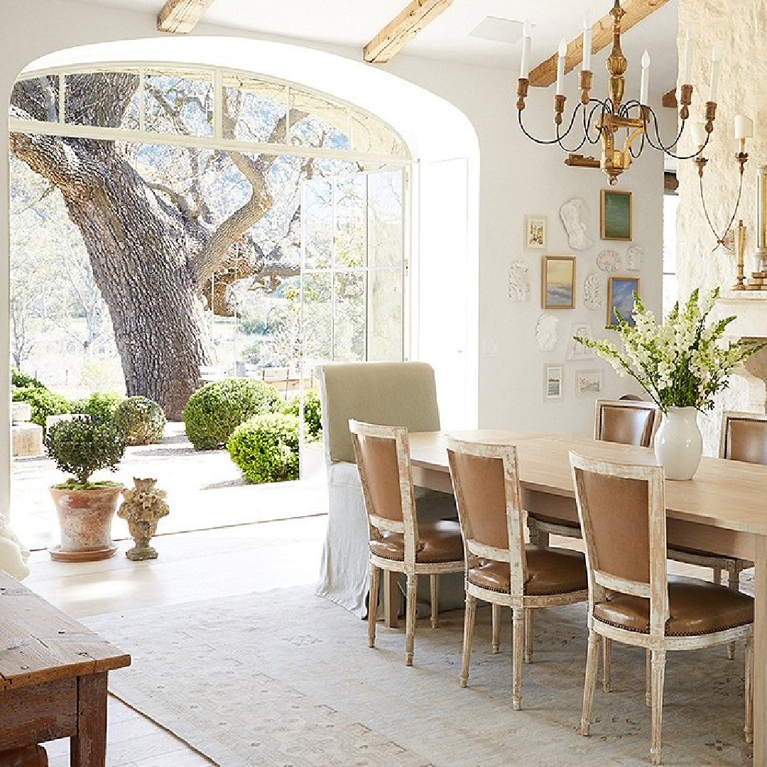 Elegant dining room with antiques - Patina Farm (Brooke Giannetti) European country farmhouse in Ojai. #patinafarm #vintagemodern #diningrooms