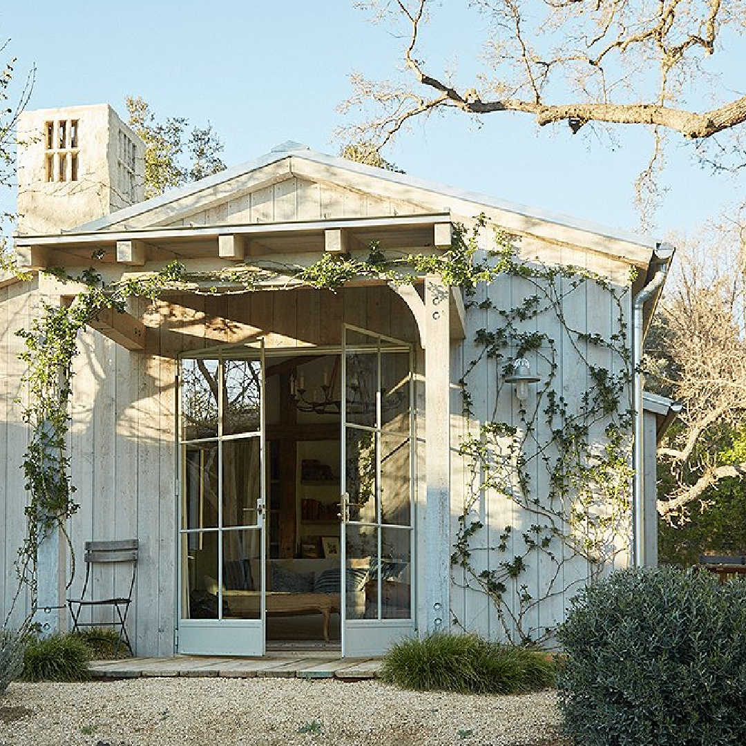 Guest house exterior - Patina Farm (Brooke Giannetti) European country farmhouse in Ojai. #patinafarm #romantichomes #farmhouseexterior