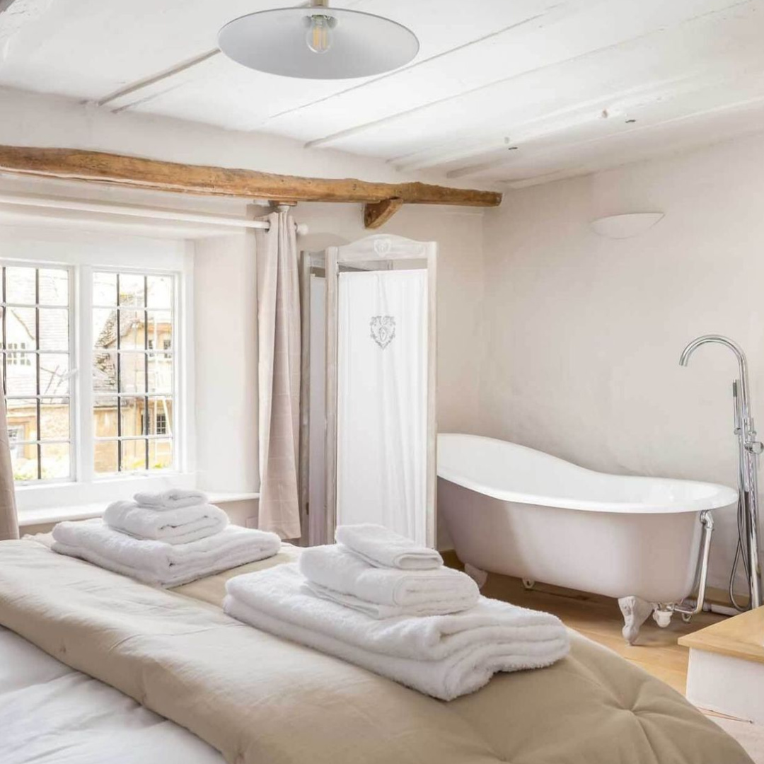 Clawfoot tub in Stanley Cottage - a charming vacation rental in the Cotswolds.