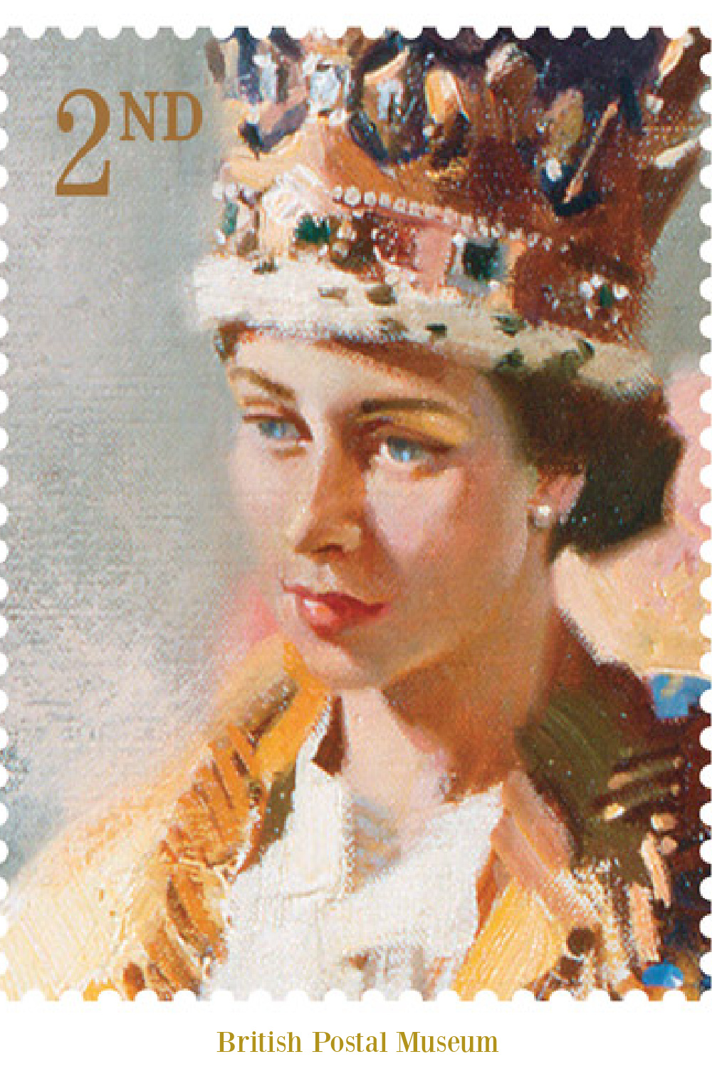 Young Queen Elizabeth II on postage stamp - British Postal Museum. #queenelizabethII #queenelizabethstamp