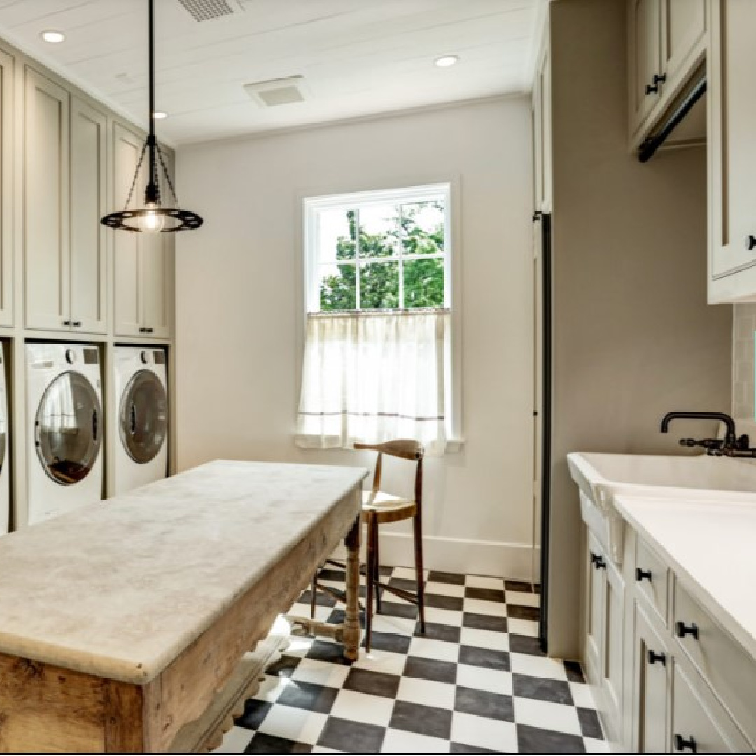 Utility room (laundry room) at the MILIEU Showhouse 2020. #checkeredfloor