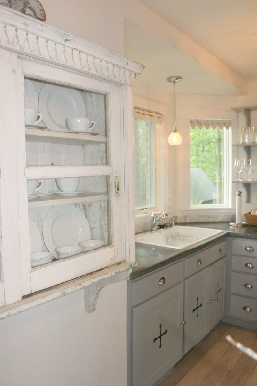 Rustic country cottage kitchen in Leiper's Fork, TN known as storybook cottage - Hello Lovely Studio.